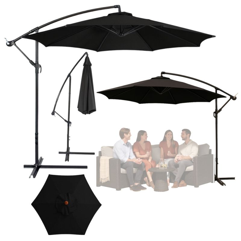 Sombrilla de Jardín Lateral con Cubierta Ajustable 350x250cm Negra