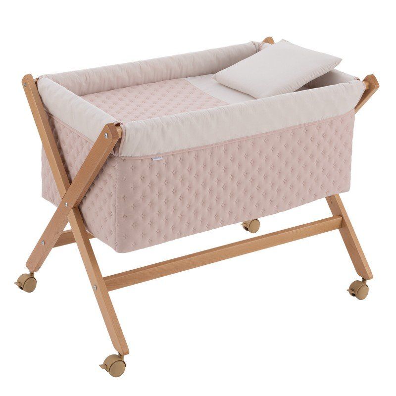 Minicuna Tijera Madera Tender Blush/natural 55x87x74 Cm - Cambrass
