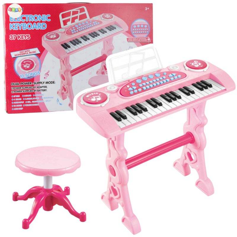 Piano Electrónico Infantil con Micrófono Rosa 37 Teclas