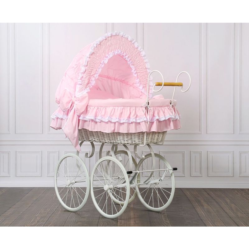 Moisés de Mimbre My Sweet Baby con Capota Rosa y Colchón