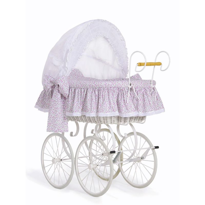Moisés Wicker Hood Crib Jasmine My Sweet Baby - Blanco y Rosa