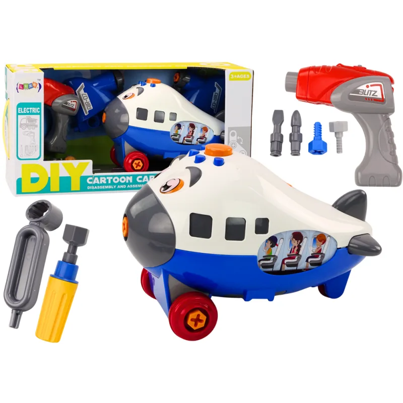 Avión de Cartón con Alas Giratorias DIY Azul