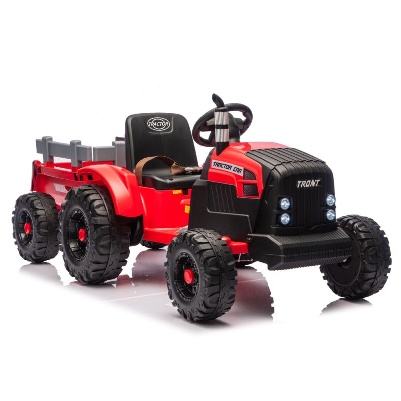 Tractor a Batería Rojo con Remolque 24V