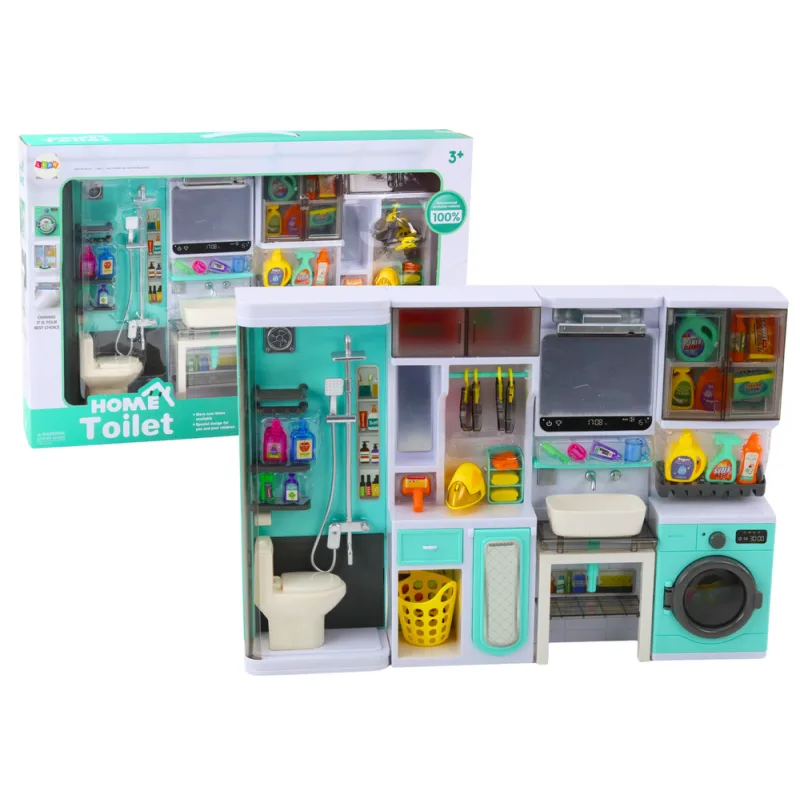 Juego de Baño 4 en 1 con Ducha, Inodoro y Lavadora