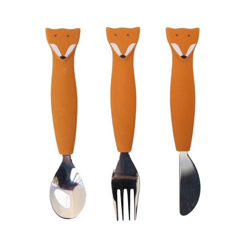 Cubiertos de Silicona Mr. Fox Trixie - 3 Piezas para Bebé