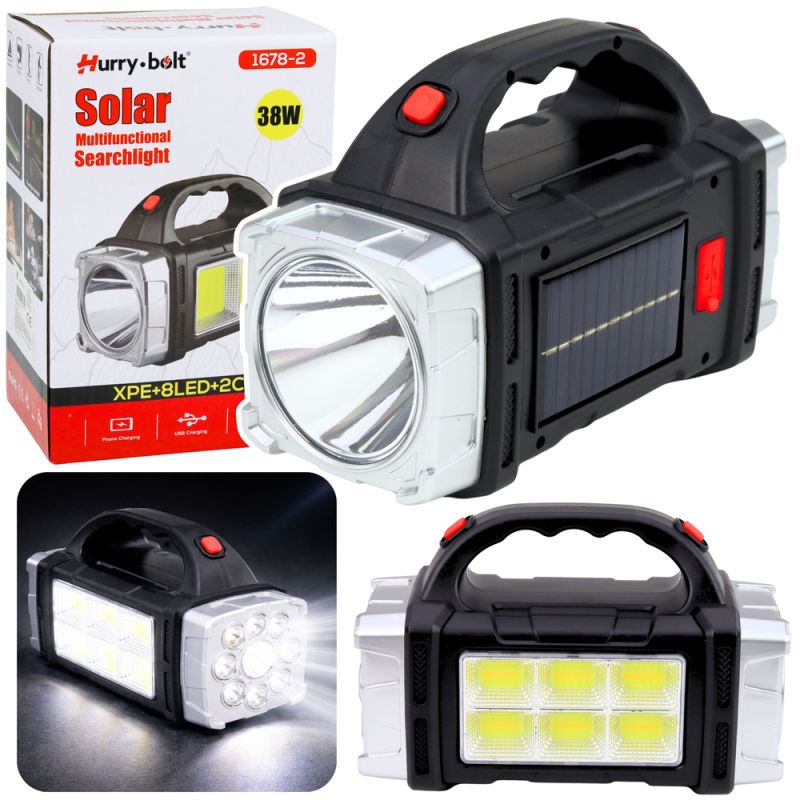 Linterna Solar Multifuncional LED 38W con Cargador Micro USB