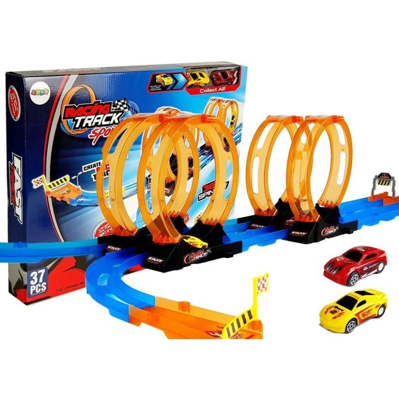 Pista de Carreras con 4 Loops y 2 Coches 181 cm