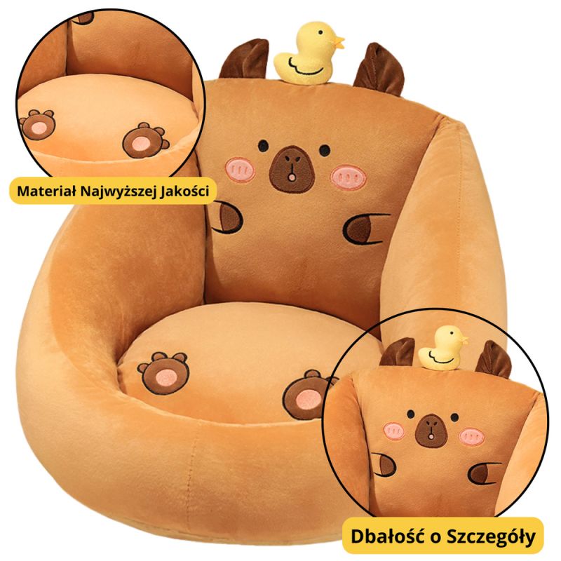 Sillón Infantil de Peluche Capibara con Pato Marrón 50x45cm