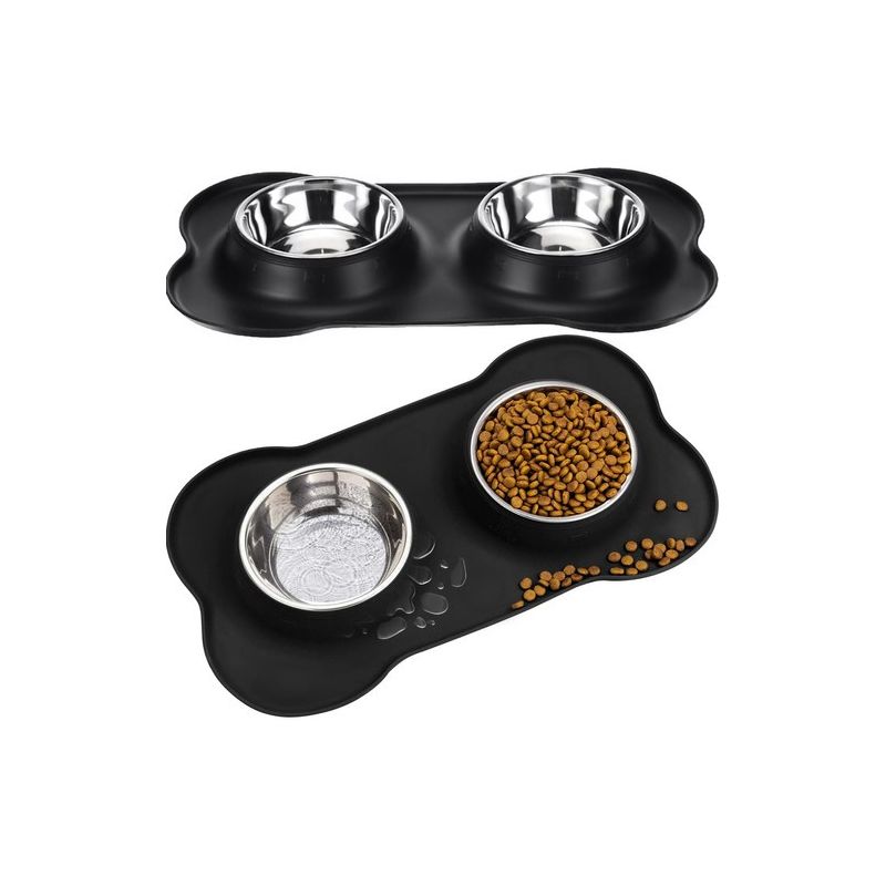 Doble bol para perros y gatos Purlov 450ml - set práctico