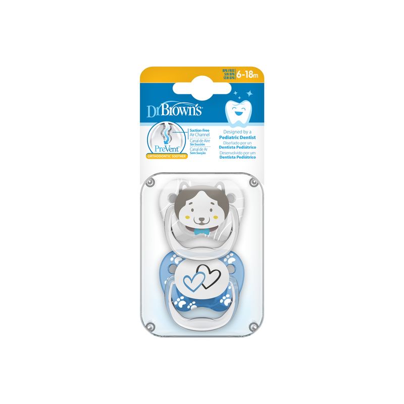Chupete Ortodóntico Dr brown`s PreVent 2-Pack Caritas Animales