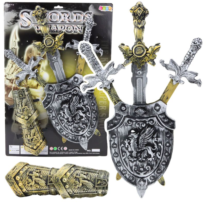 Juego de Caballero con 3 Espadas y Escudo Decorativo