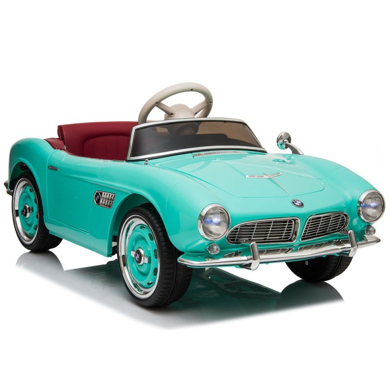 Coche Eléctrico Infantil BMW Retro 12V Azul Claro con Mando