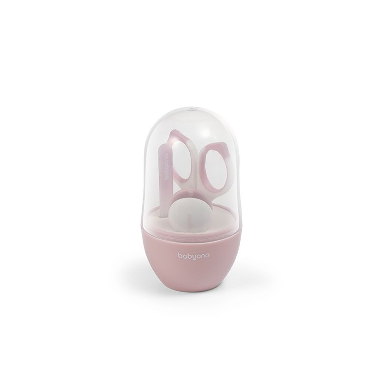 Set de cuidado de uñas para bebé Babyono rosa · tijeras, alicates, lima y estuche