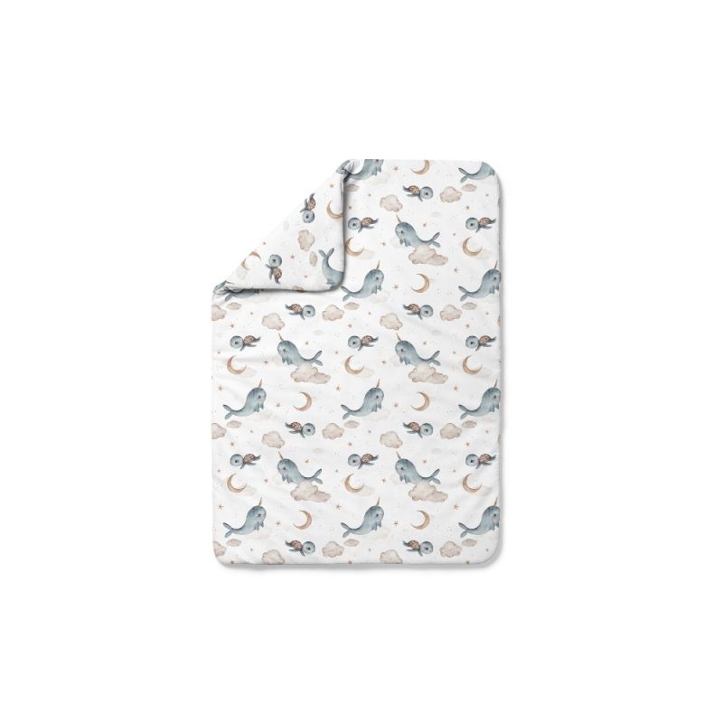 Edredón de bambú para bebé Ballenas 100x75 cm – Blanco