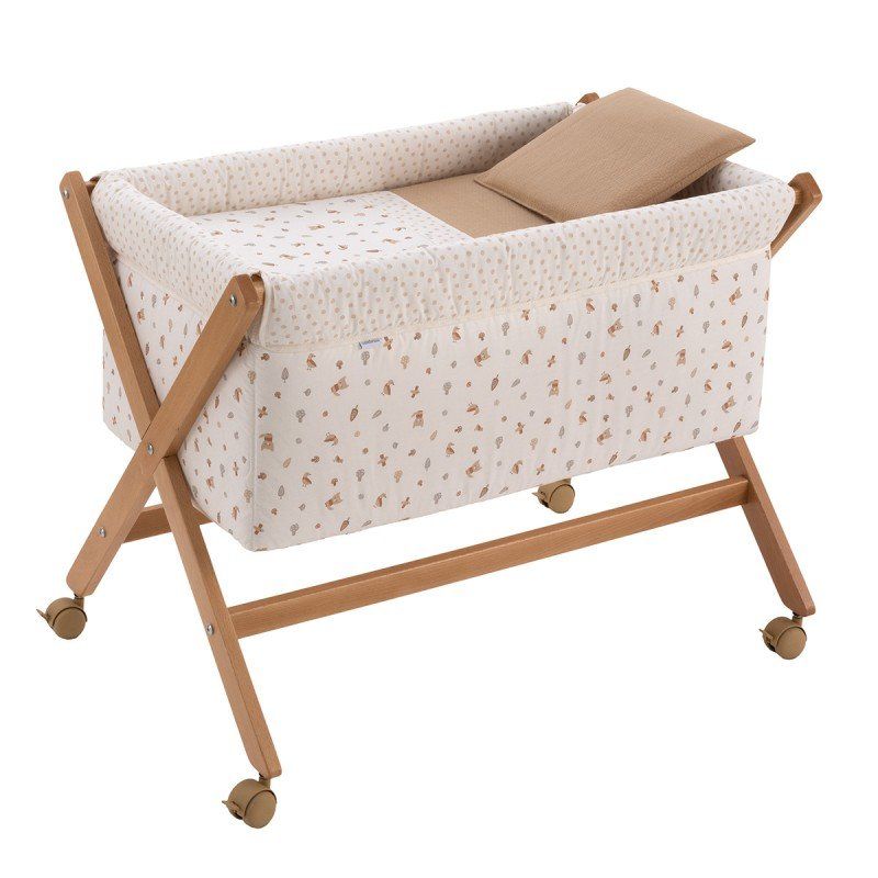 Minicuna Tijera Madera Senda Beige/natural 55x87x74 Cm - Cambrass