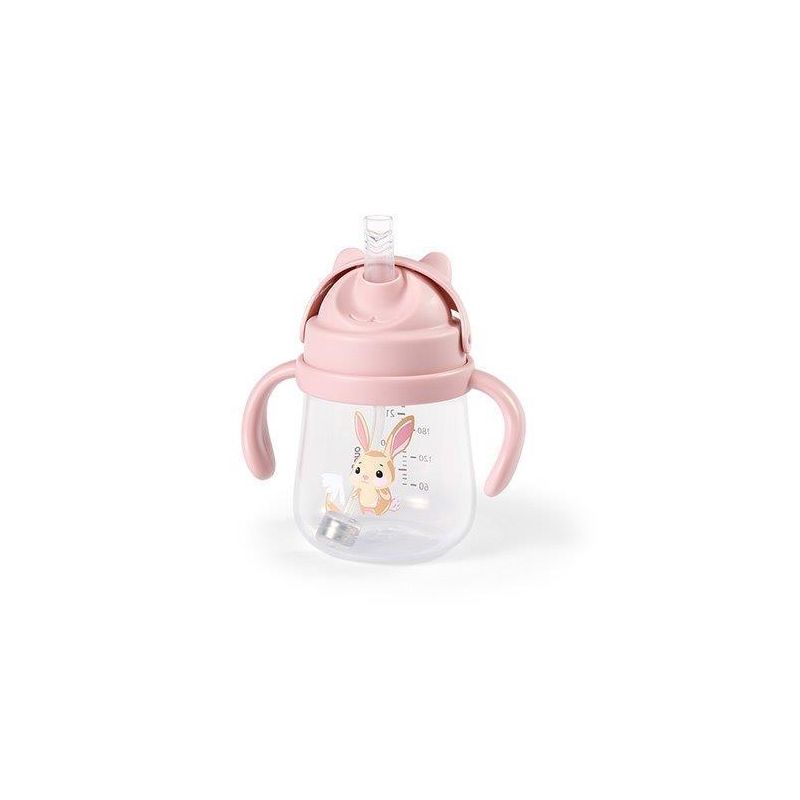 Vaso Antirrebosante Babyono con Pajita Rosa