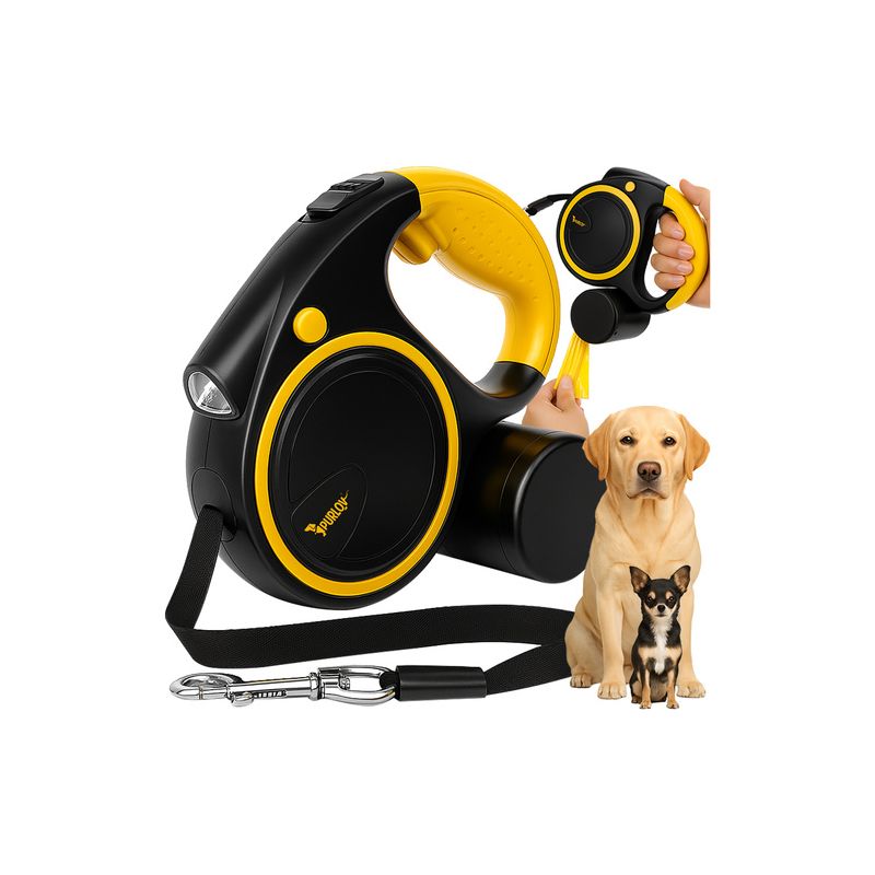 Correa automática para perros Purlov con linterna LED 5m