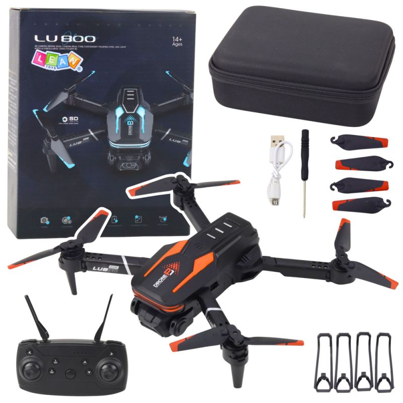 Dron R/C LU800 Naranja con Cámara HD y LED