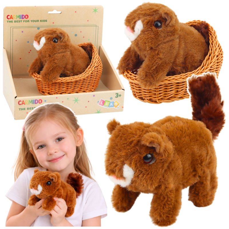 Ardilla Interactiva de Peluche en Cesta con Sonidos