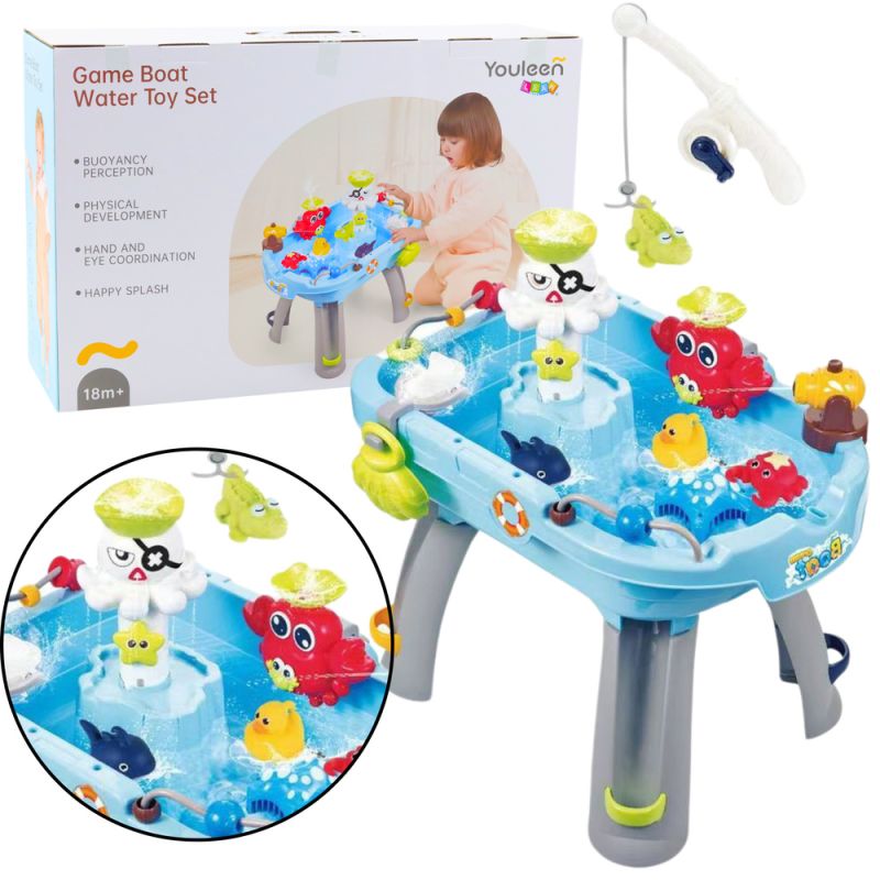 Mesa de Agua Interactiva con Accesorios de Pesca Azul