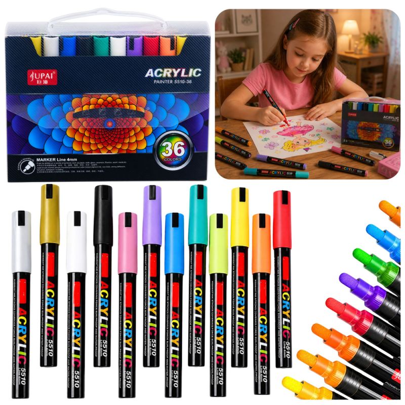 Set de Rotuladores Acrílicos, 36 Piezas, Impermeables