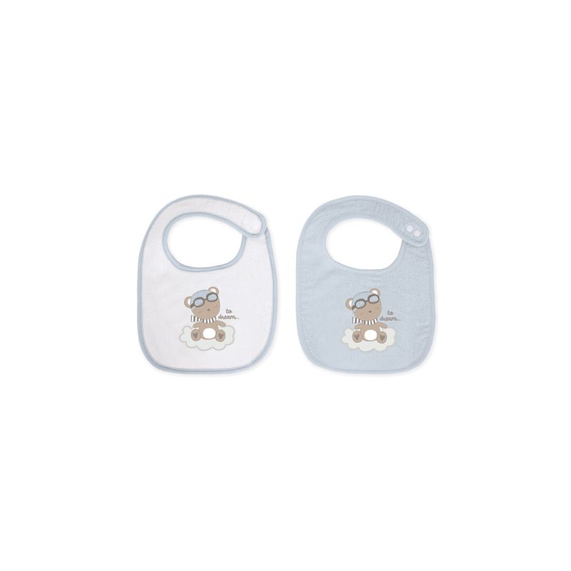 Set de 2 baberos de rizo Dreamy Flight Azul Kikkaboo