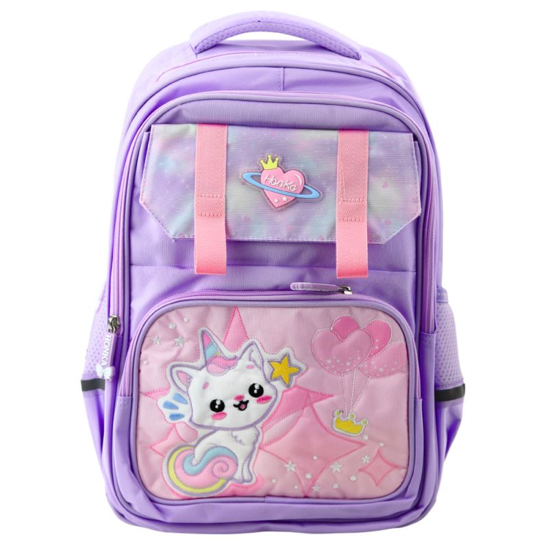 Mochila Escolar con Gato Blanco y Elementos Reflectantes 20L