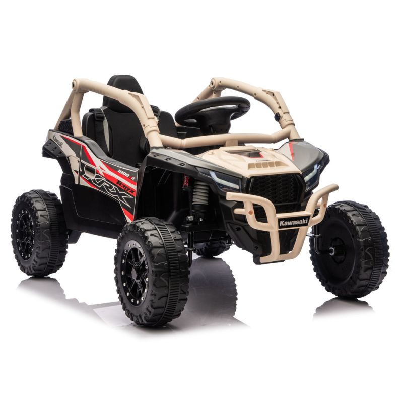Coche Eléctrico Infantil Kawasaki JS330 24V Negro y Beige con Mando