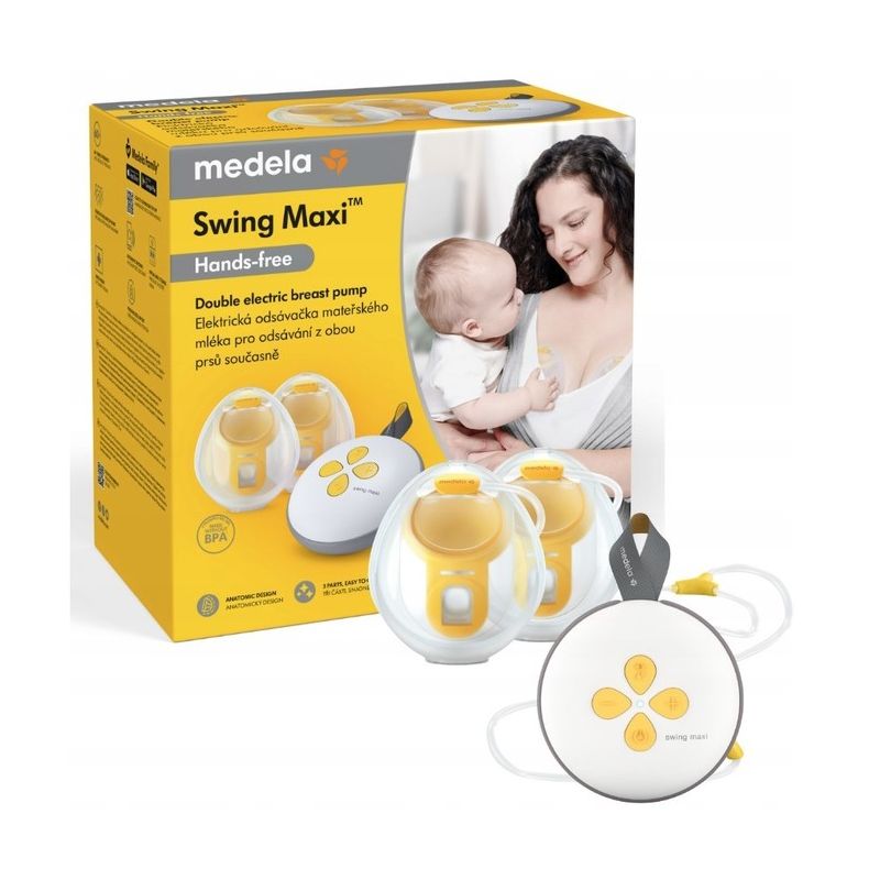 Sacaleches eléctrico doble manos libres Medela Swing Maxi · con conchas colectoras