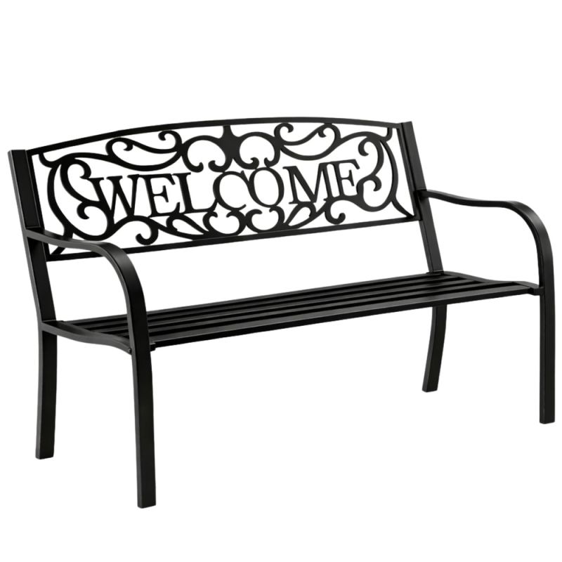 Banca de Jardín de Metal para 3 Personas en Color Negro 127 cm