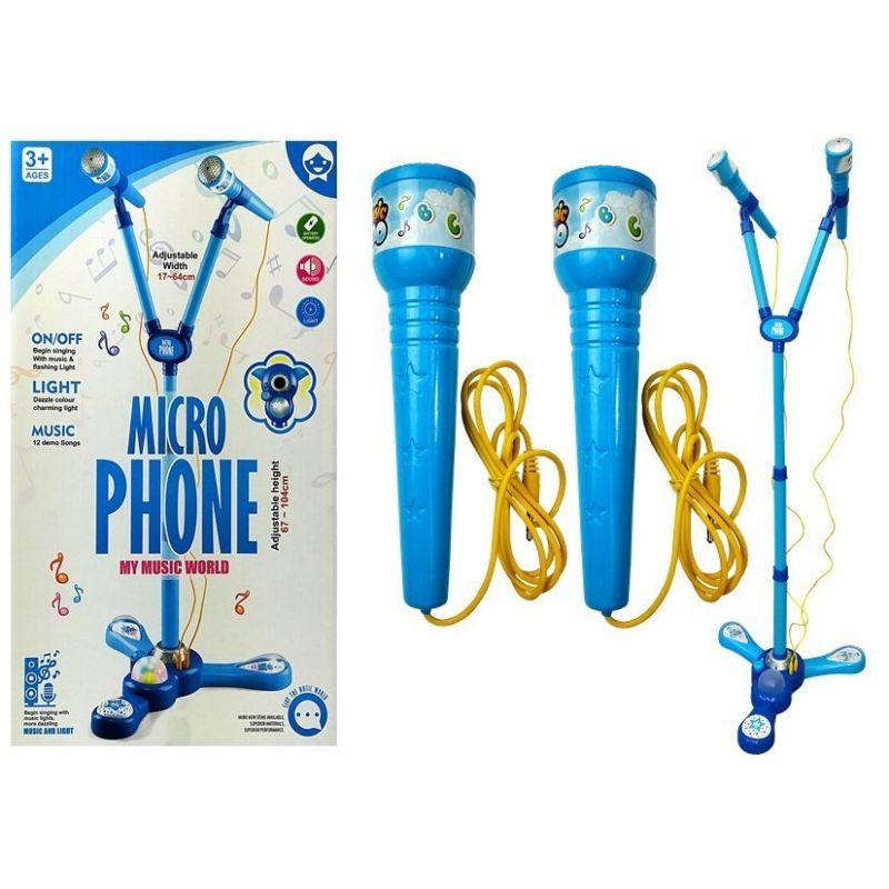 Set de Micrófono de Karaoke con Tripode Azul para Niños