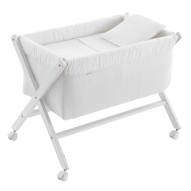 Minicuna de Madera Estructura Tijera Unic Crudo/Blanco 55x87x74 cm