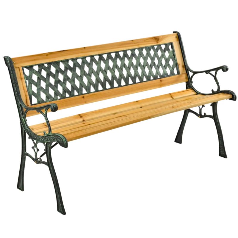 Banco de Jardín de Madera y Metal con Respaldo