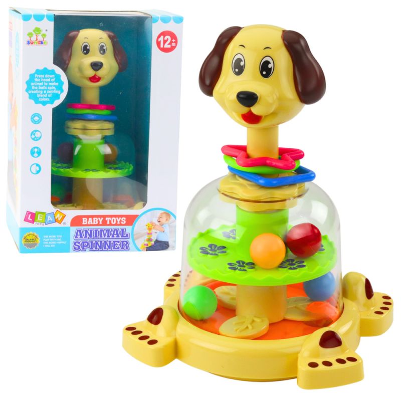 Trompo Interactivo de Perro con Bolas Coloridas