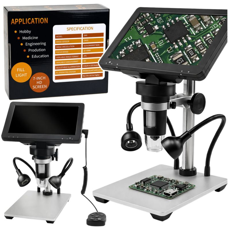 Microscopio Digital Educativo con Pantalla LCD 7" y Aumento 1200x
