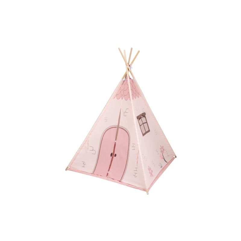 Teepee de madera con alfombra acolchada Kikkaboo - Casa Rosa