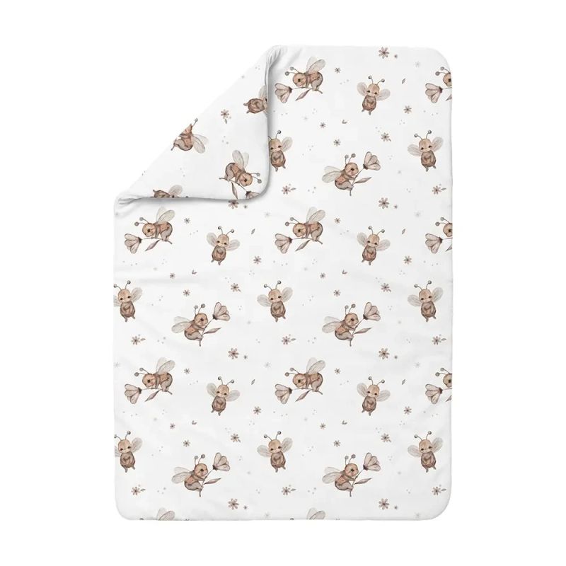 Edredón de bambú para bebé Abejas 100x75 cm – Blanco