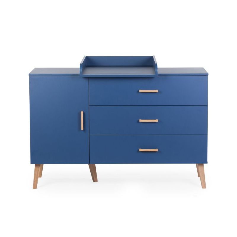 Cómoda Bold Blue con 3 Cajones + Puerta + Cambiador