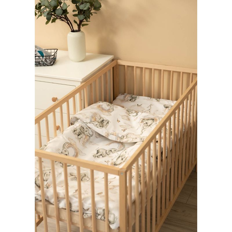 Juego de Funda Nórdica + Funda de Almohada + Sábana - Elefantes en las Nubes para Cuna de 60 x 120 cm