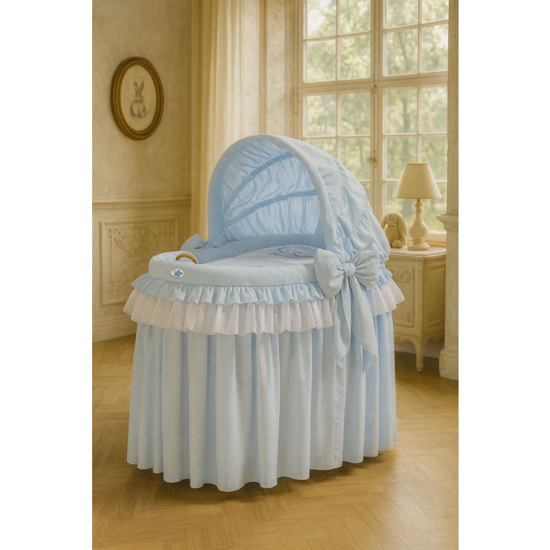 Cuna moisés de mimbre con capota azul Little Prince – vista frontal