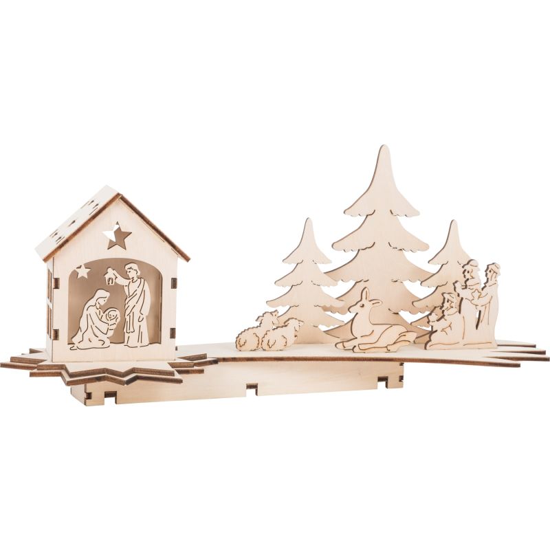Lámpara de madera Escena de Navidad