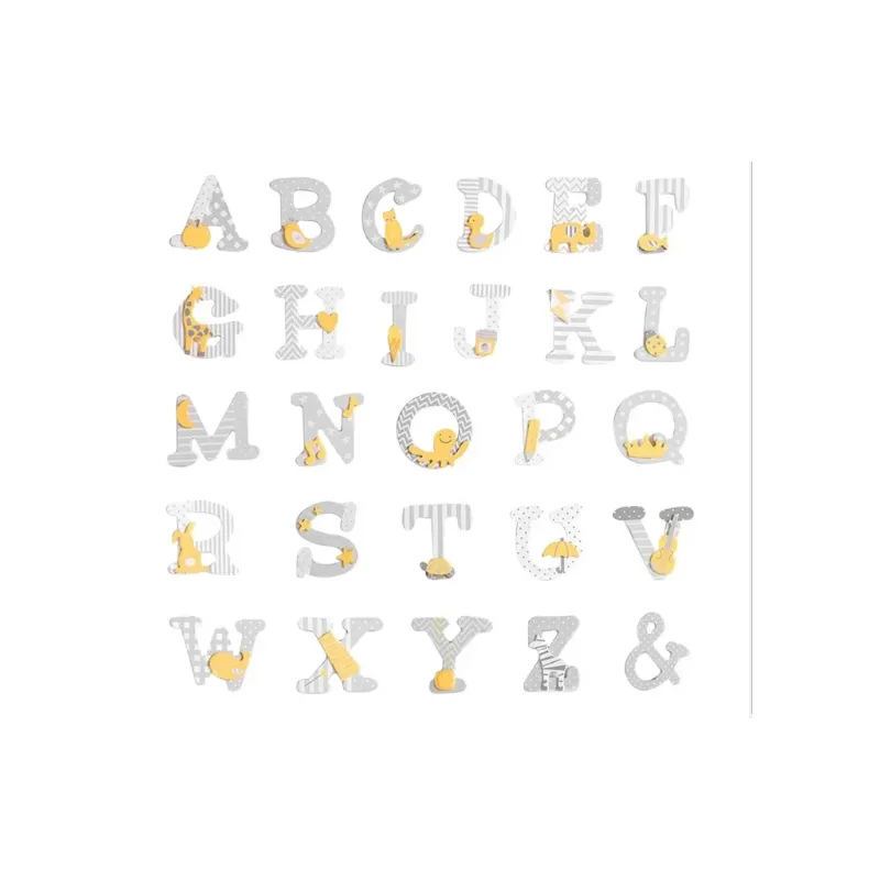 Letras de Madera Infantiles Unisex. Tonos Grises