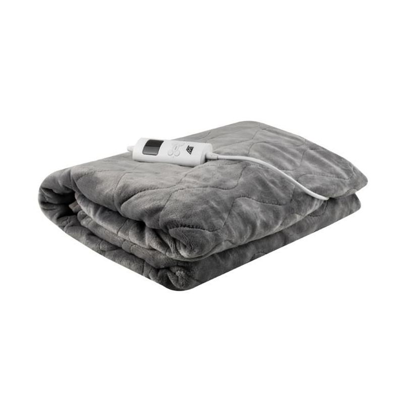 Manta eléctrica de franela Eléctrica 180 x 130 cm Gris con 6 Niveles de Temperatura