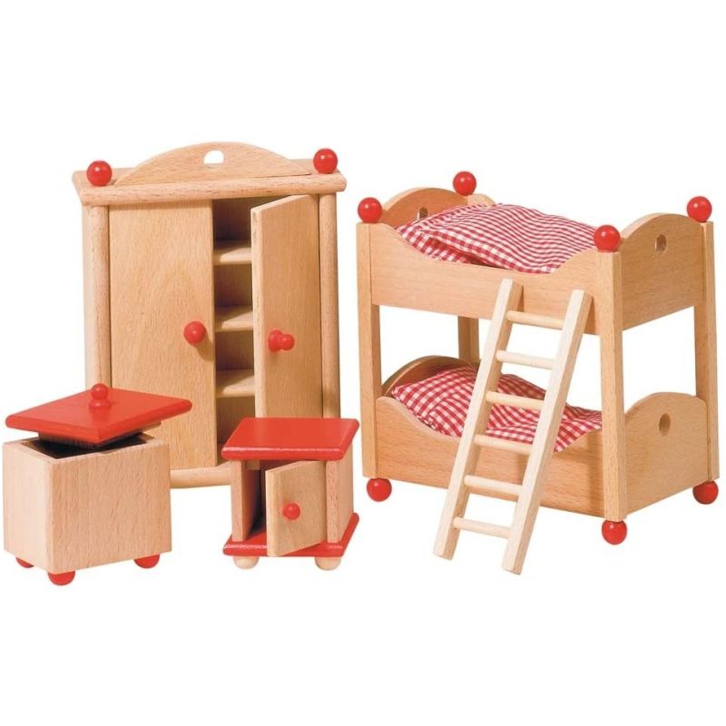Muebles para habitación de casa de muñecas, con litera , Goki