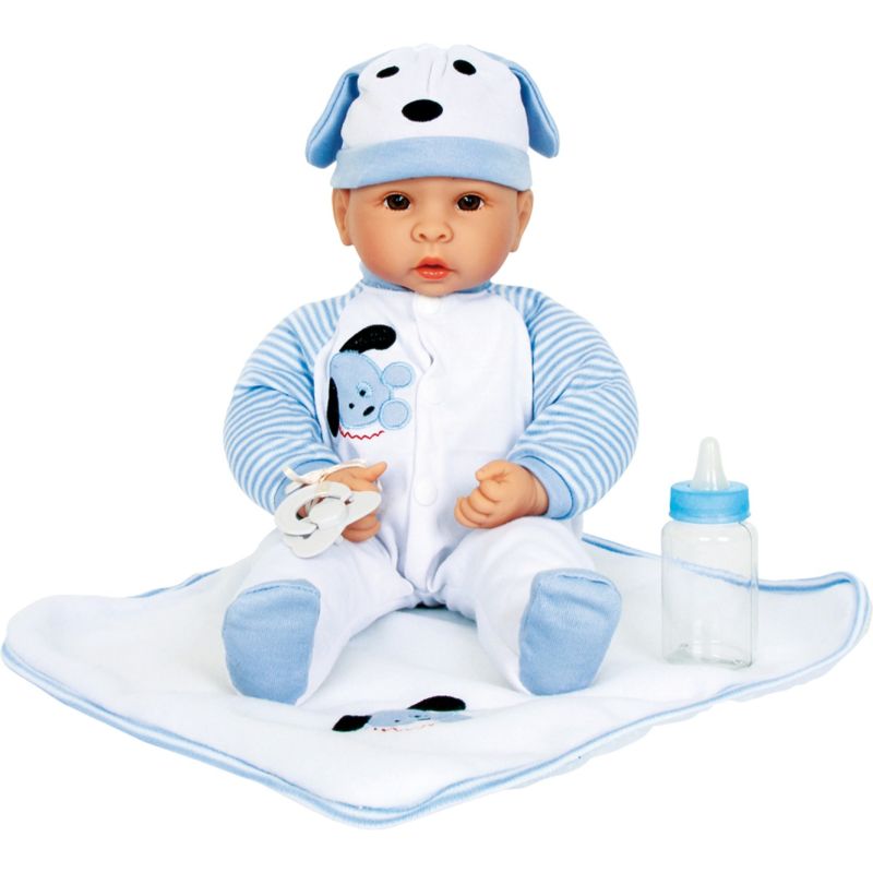 Muñeco Benno Legler - 43 cm altura. Incluye biberón y mantita