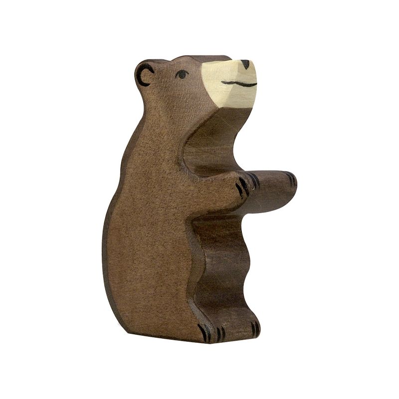Figura de madera Oso Marrón pequeño sentado Holztiger