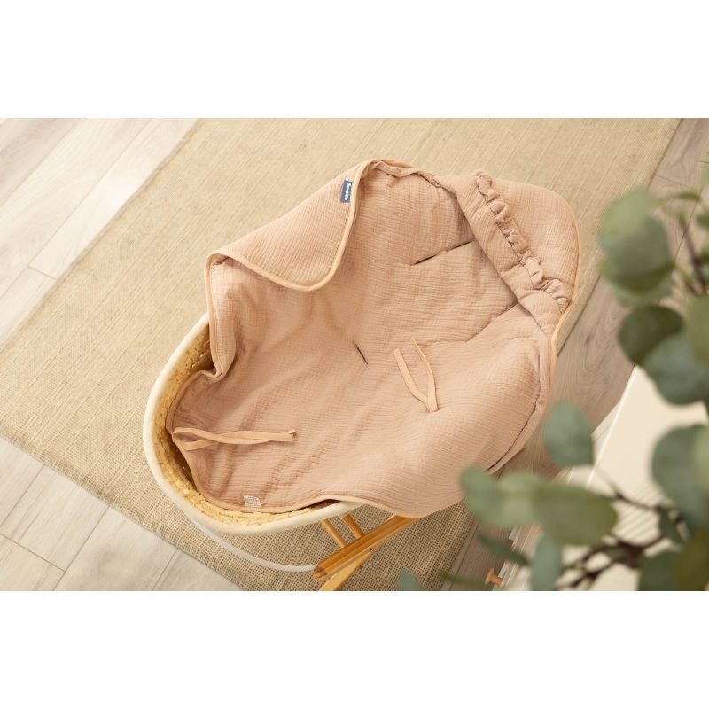 Arrullo Práctico y Confortable de 100% Algodón Beige con Capucha Ajustable para Bebés - Ideal para Viajes y Portabebés