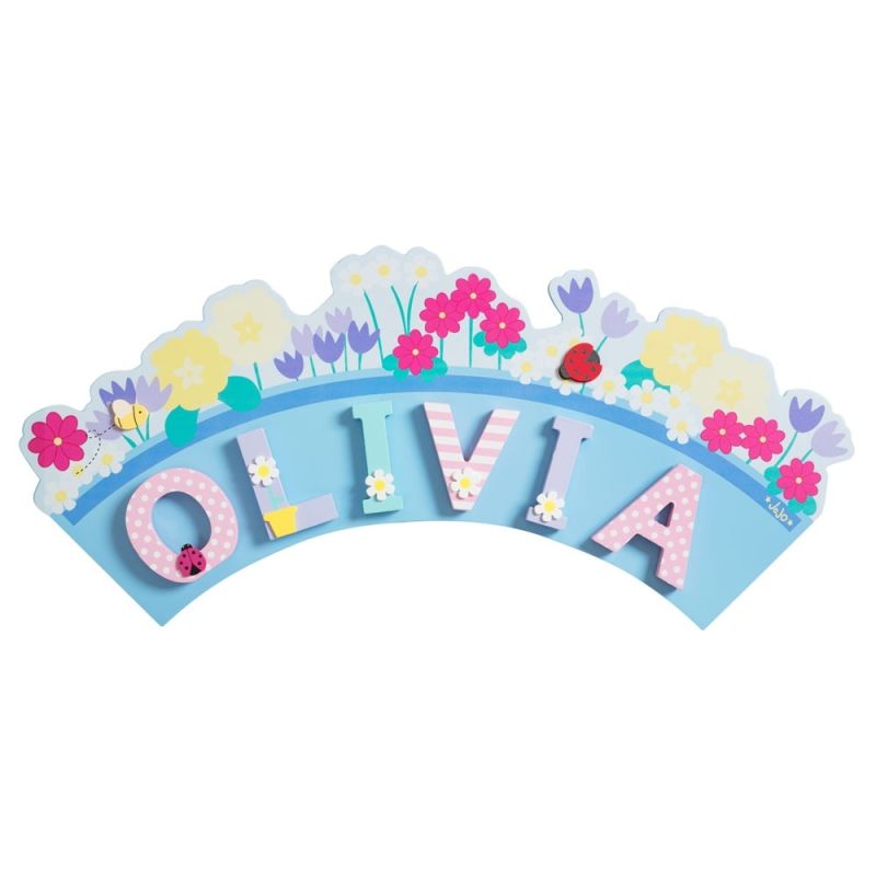 Placa Flores Letras Infantiles Niña