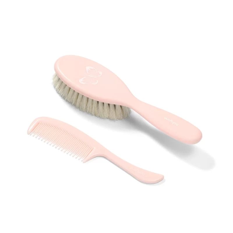 Cepillo y Peine BabyOno con Cerdas Naturales Suaves - Cuidado Delicado para el Bebé-Rosa