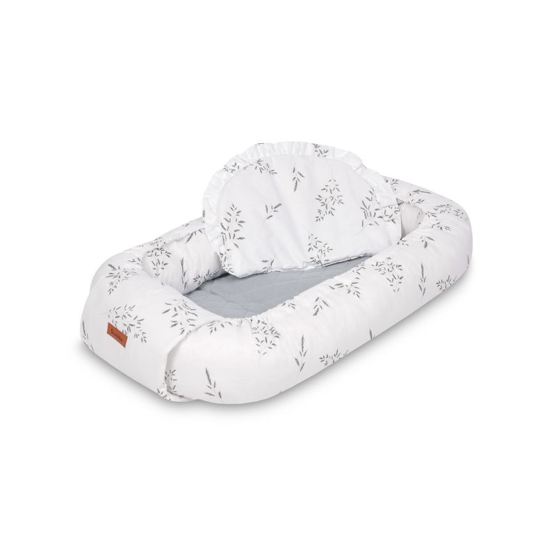 Nido para Bebé de Muselina Verde Branch con Almohada – Seguro y Reversible